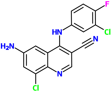 (image for) MC004675 6-Amino-8-chloro-4-[(3-chloro-4-fluorophenyl)amino]-3-quinolinecarbonitrile